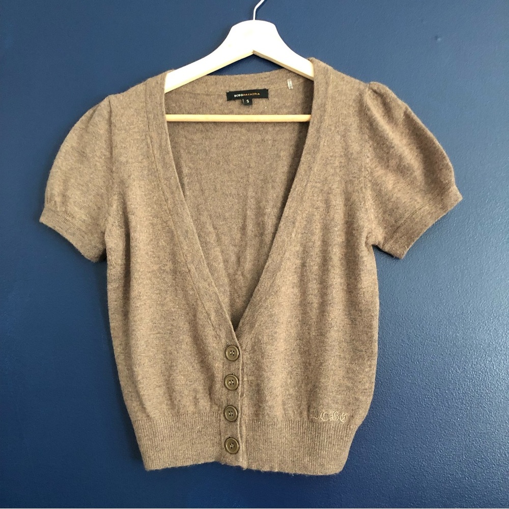 BCBG Cardigan Short Sleeves Deep V Neck